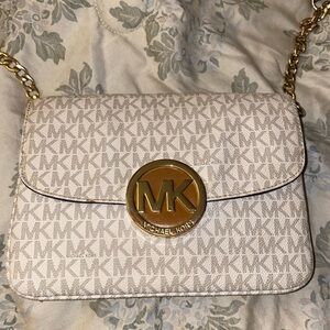Michael Kors Fulton Beige Vanilla Monogram Crossbody Bag